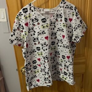 Scrubstar Heart and Panda Print Scrub Top